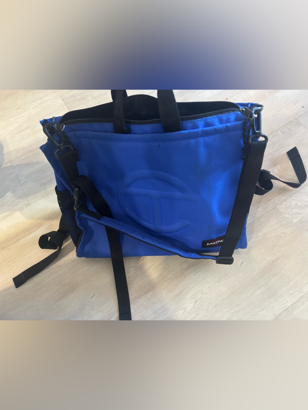 Telfar Royal Blue Messenger Bag with Black Straps